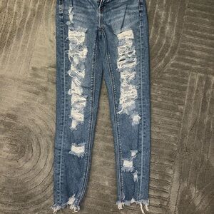 American Eagle Outfitters Ripped Blue Skinny Jeans